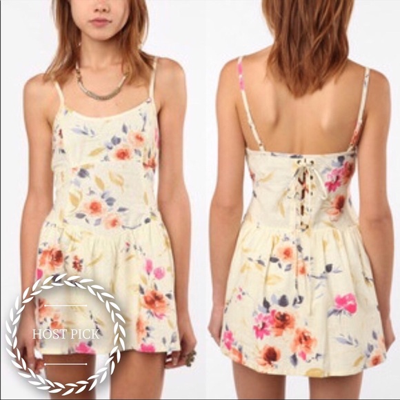 Urban Outfitters Pants - Pins + Needles Floral Skirt Romper Lace Up Back